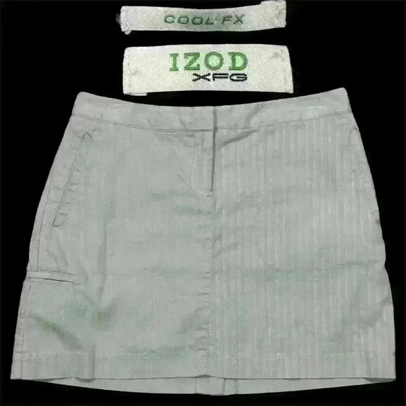 Izod Pants - IZOD XFG Cool-FX Ladies Golf Skort Beige & White Stripes Sports (Size:See Photo)